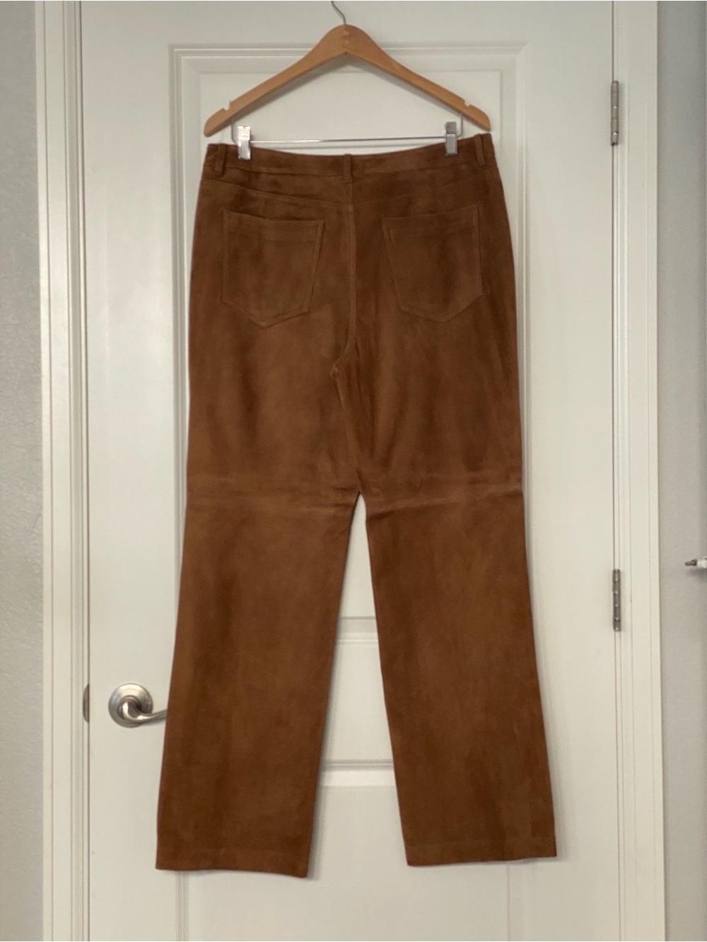 NWT Talbots Size 14 100% Leather Suede Pants Cognac Brown Straight Leg - Picture 7 of 8